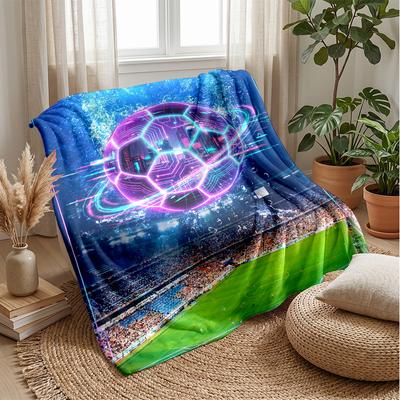 Futuristic Soccer Ball 3 Theme Blanket Lightweight Warm Flannel Blanket Decorative Throw Blanket for Home Decoration