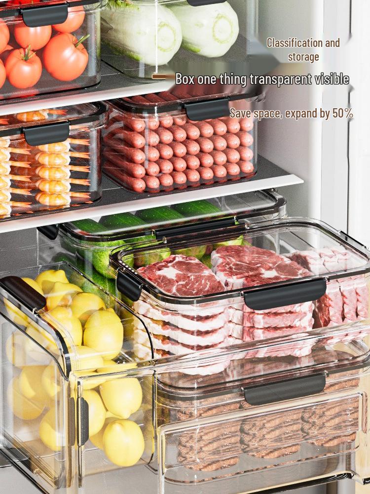 Large Capacity Transparent Food-Grade Storage Box for Fridge & Freezer
