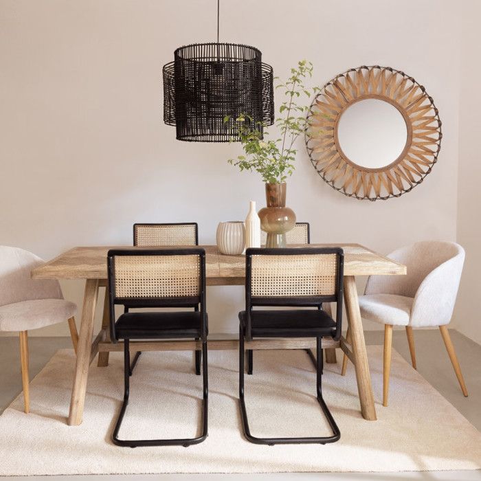 Fauteuil imitation chêne "Céleste" en velours côtelé Atmosphéra - Taupe