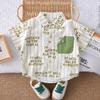Casual Boys Short Sleeve Clothing Sets Fashion Solid Color Children Shirt With Matching Bottoms For Kids Outdoor Activities