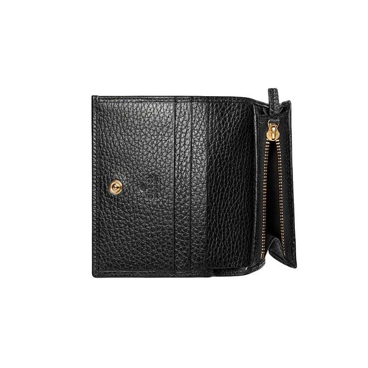 Gucci GG Marmont Gold Logo Double Fold Leather Wallet Card Holder Women Wallet Black 456126-CAO0G-1000