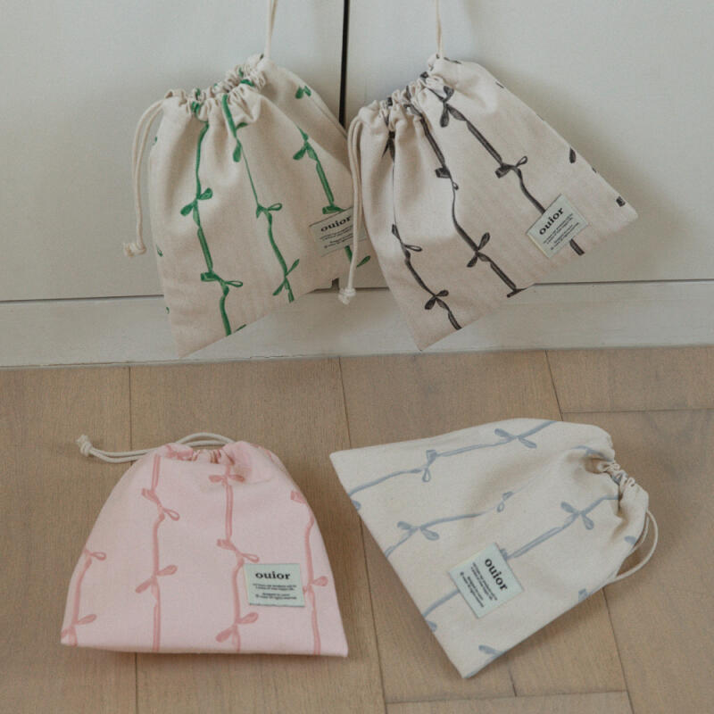 

Basic String Pouch - Ribbon (4 colors) (single item) 4. black