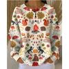 Women's Crew Neck Long Sleeve Waffle Knit Henley Top Loose Fit Casual Sweatshirt