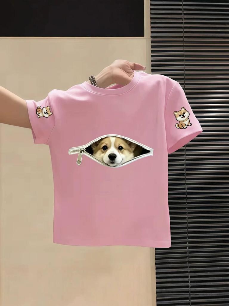 Chic Cartoon Print Cotton Summer T-Shirt for Toddlers & Boys