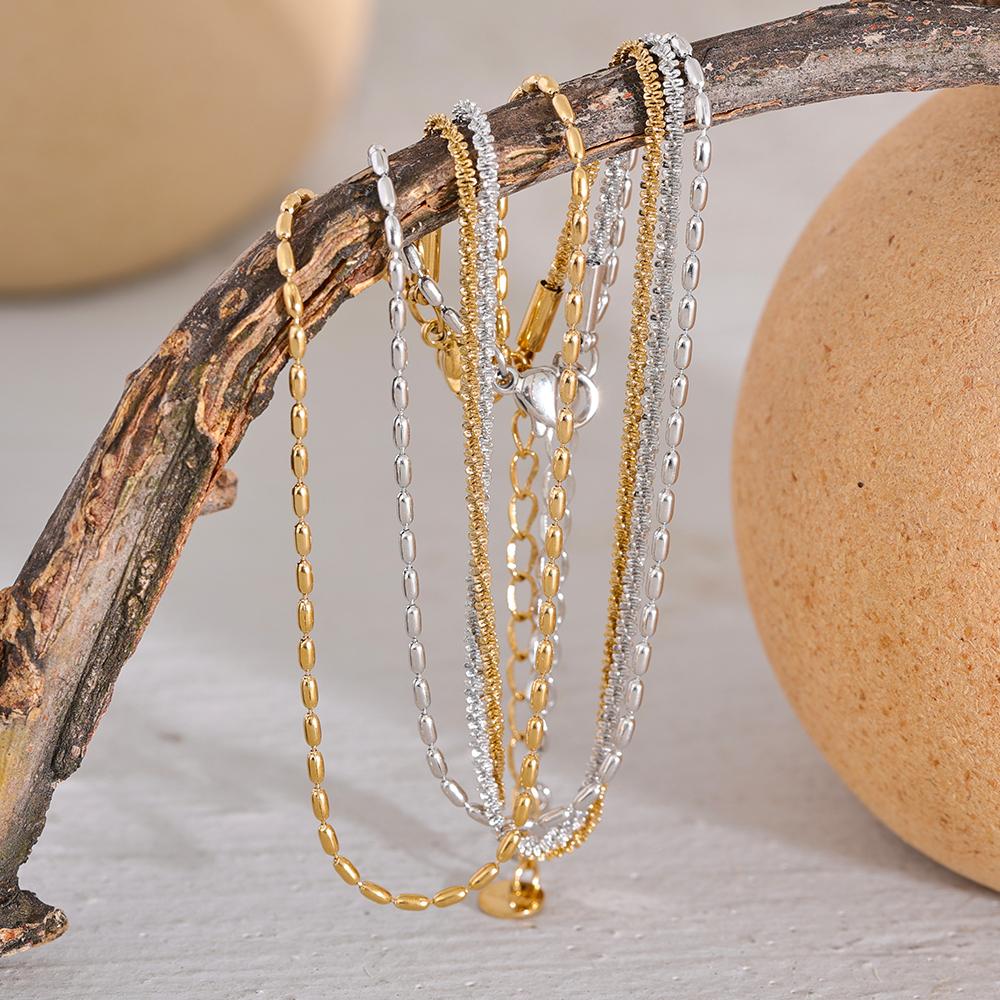 Eetit Klassisk dobbeltlags utsøkt kjede rustfritt stål stilig ankelkjede kvinner trendy sommer sjarm gull sølv farge smykker