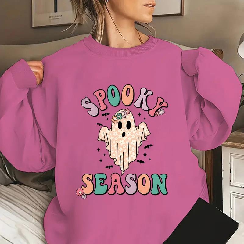 

Spooky Season Print Sweatshirt, Casual Long Sleeve Crew Neck Sweatshirt For Fall & Winter, Women s Clothing 8XL