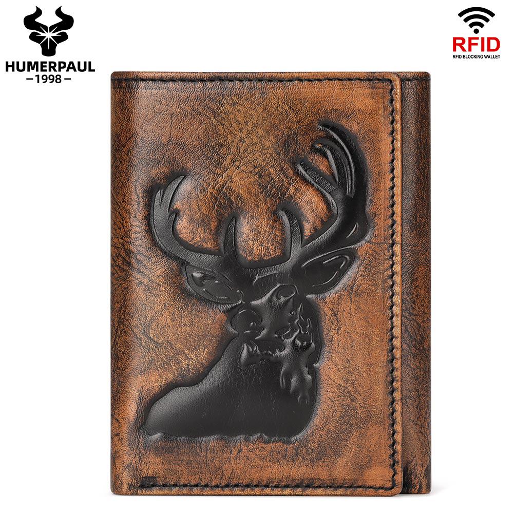 Humerpaul Men's Brown Wallet Leather Wallet Slim Rfid Card Case
