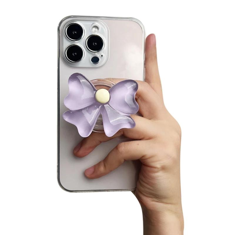 Support de téléphone poignée Cute Socket Talk Grip couleur bonbon avec nœud Support de bureau pliant pour téléphone poignée de téléphone nœud petit et frais