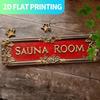 Retro Sauna Room Metal Sign 15.7x3.9in, Pre-Drilled Rustic Wall Decor for Home Kitchen Farmhouse Porch, 2D Flat Hanging Plaque