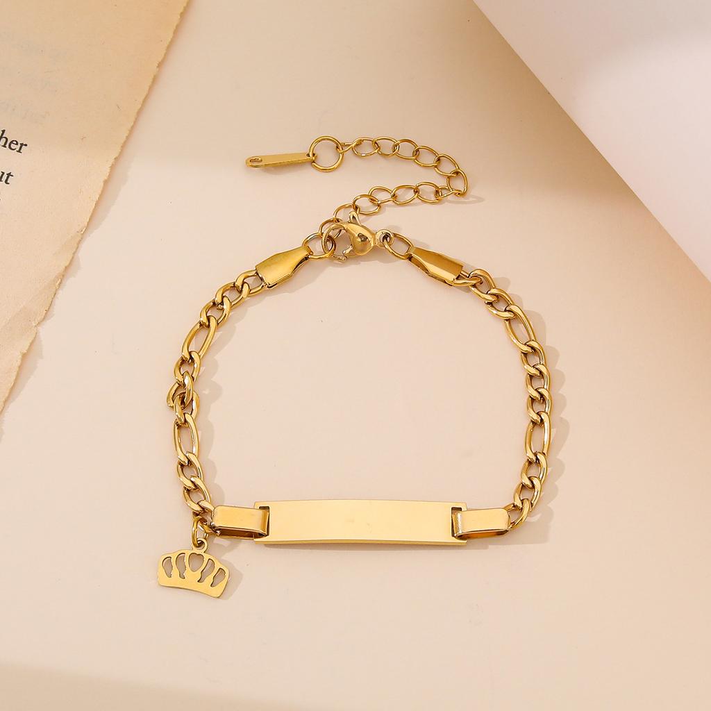 Stainless steel butterfly, crown, heart bracelet, couple bracelet, DIY personalized, smooth curved long bracelet, accessories