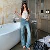 Tencel cotton stretch straight pants women's summer lyocell breathable and thin classic versatile narrow wide jeans