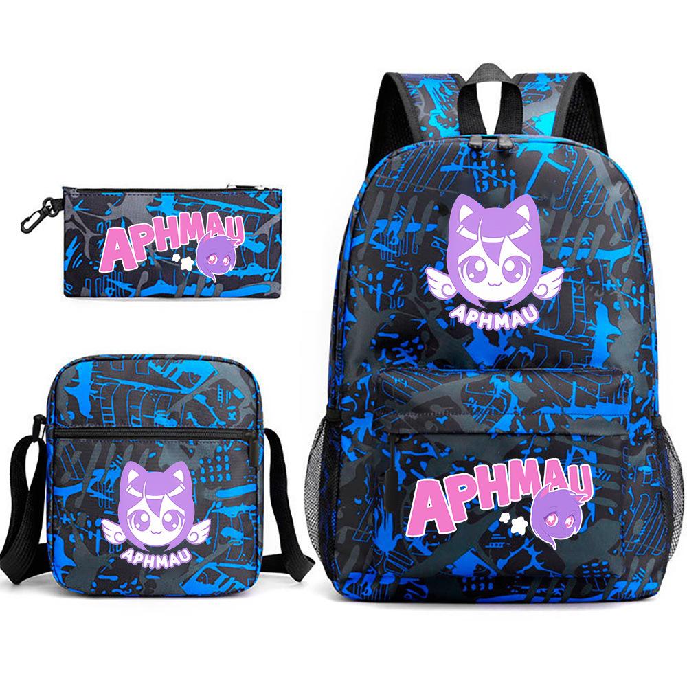 Spielwaren Aphmau Schultasche Cartoon Rucksack Federmäppchen Umhängetasche Dreiteiliges Set