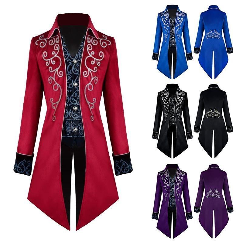 Medieval Tuxedo Steampunk Vintage Victorian Long Sleeve Windbreaker Medieval Vintage Suit Prince Costume For Men Men's Steampunk