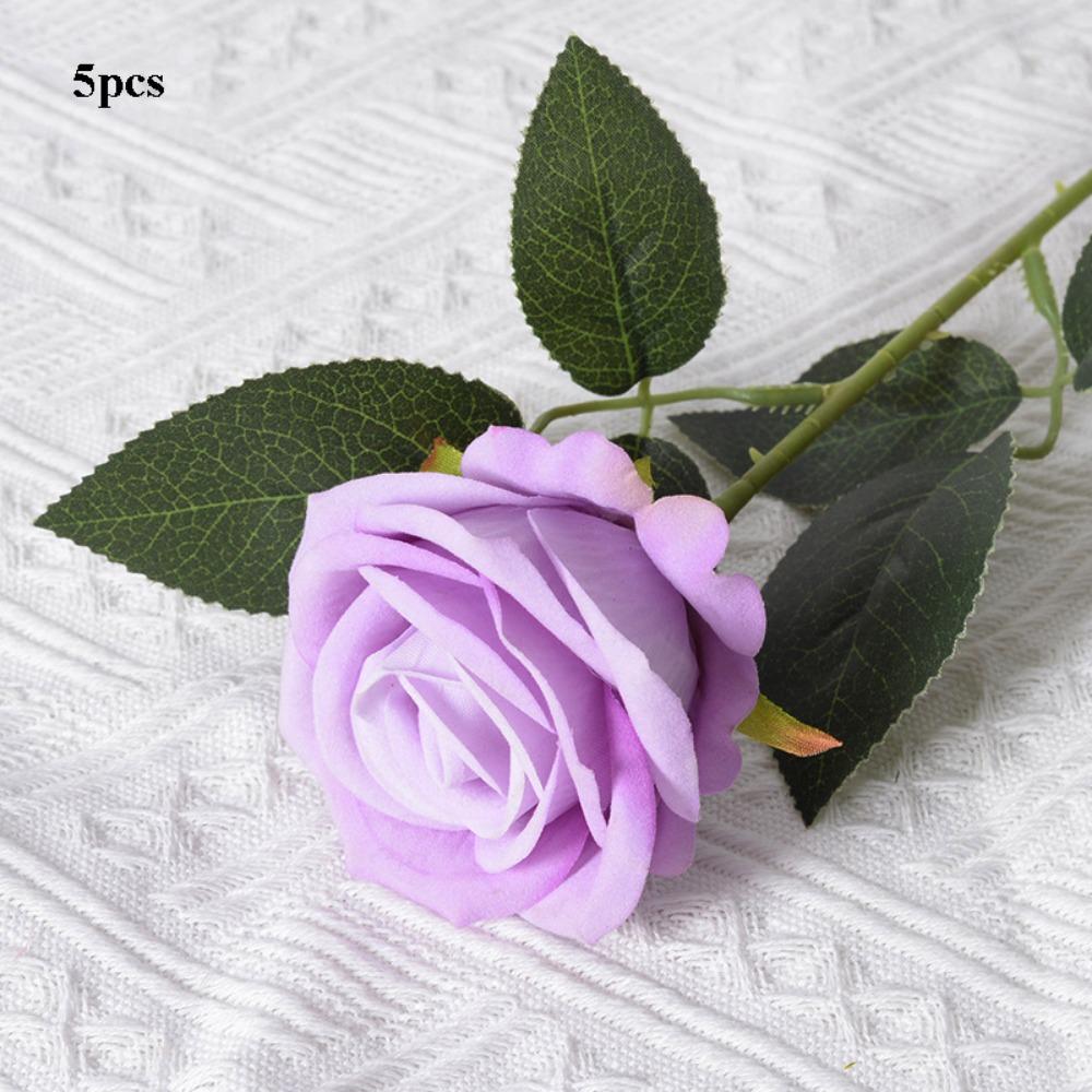 5pcs New 10 Colors Simulated Rose Flannel Version Festival Supplies Vintage Rose Small Rose DIY Party Decoration фиолетовый