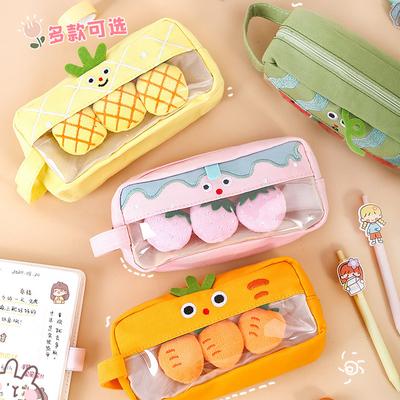 JM Shop Cartoon Fruit and Vegetable Pencil Case Large Capacity Pencil Case for Girls Cute Simple Stationery Pencil Box