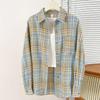 Spring and Autumn New Korean Retro Casual Style Shirt Jacket Women's Simple Design Commuter Versatile Plaid Shirt