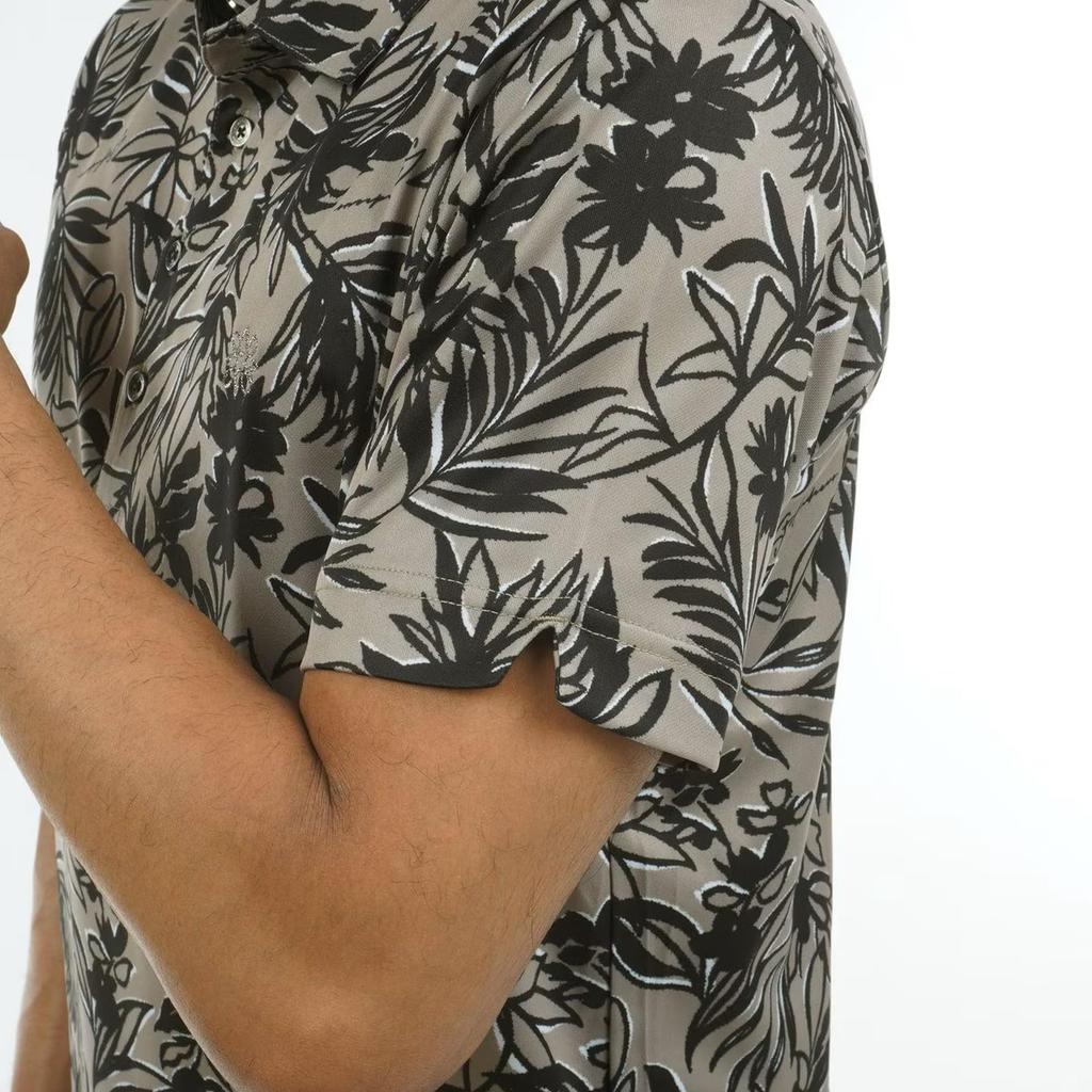 Andrews Short Sleeve Polo Shirt Botanical Golf LL St. Men's (COOLMAX Moisture-Wicking, Quick-Drying, Pattern) / / 042-4160557 040_Beige,