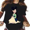 Mickey Ear Hat Ariel The Little Mermaid Print T-shirts Casual Streetwear Vintage Harajuku Princess Print T Shirt 90s Girls