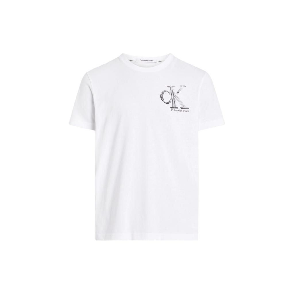 Calvin Klein Letter Logo Print Round Neck Short Sleeve T-Shirt Men Tops White J30J325498-YAF