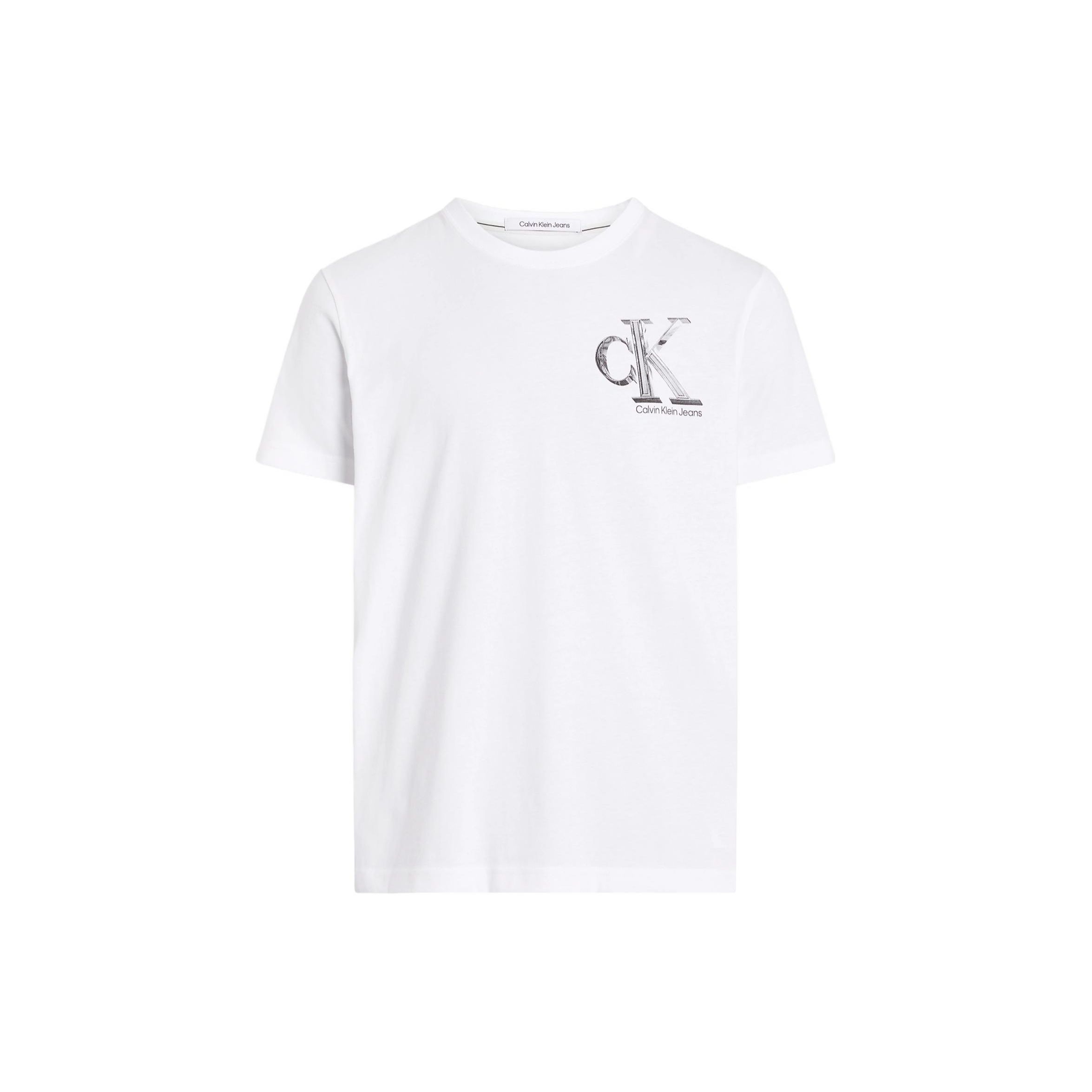 Calvin Klein Letter Logo Print Round Neck Short Sleeve T-Shirt Men Tops White J30J325498-YAF XXL 4893₽