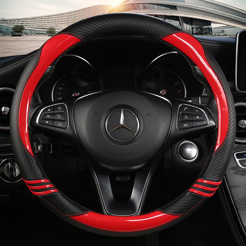 Anti Slip Car Carbon Fiber Steering Wheel Cover for Mercedes Ben AMG 38cm Models A C CLA E GLA GLC GLE S B CLS Class