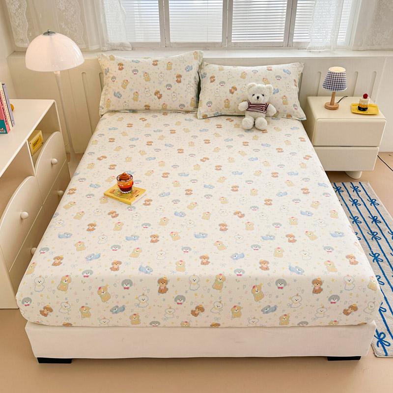 Square Geometric Cotton Fitted Sheet Set Grey and Orange Geometric Lines Bed Cover Adult Single 3pcs Bedding Deep Pocket Design