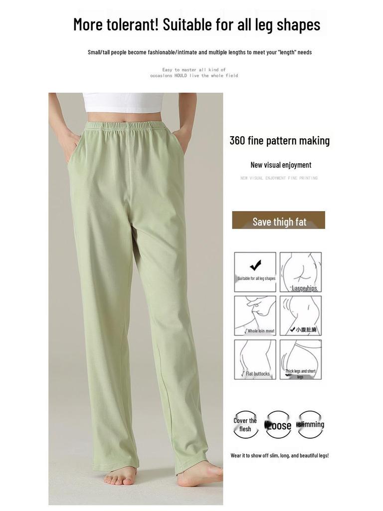Women's Pure Cotton Loose Sleep Pants - Lightweight for Spring, Summer, and Autumn with Plus Sizes, Suitable for Casual Home or Outdoor Wear.
