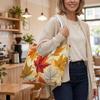 Autumn Maple Leaf Printed Large Tote Bag Fashion Casual Lightweight Shoulder Bag for Daily Use
