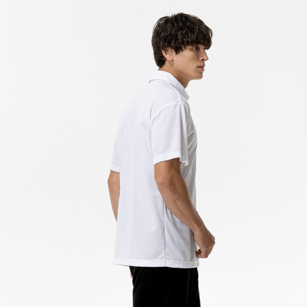 Mizuno NaviDry Training Polo Short New Model M Shirt, Sleeve, Moisture-Wicking, Quick-Drying, Sportswear, 32MAC193, White/Black,