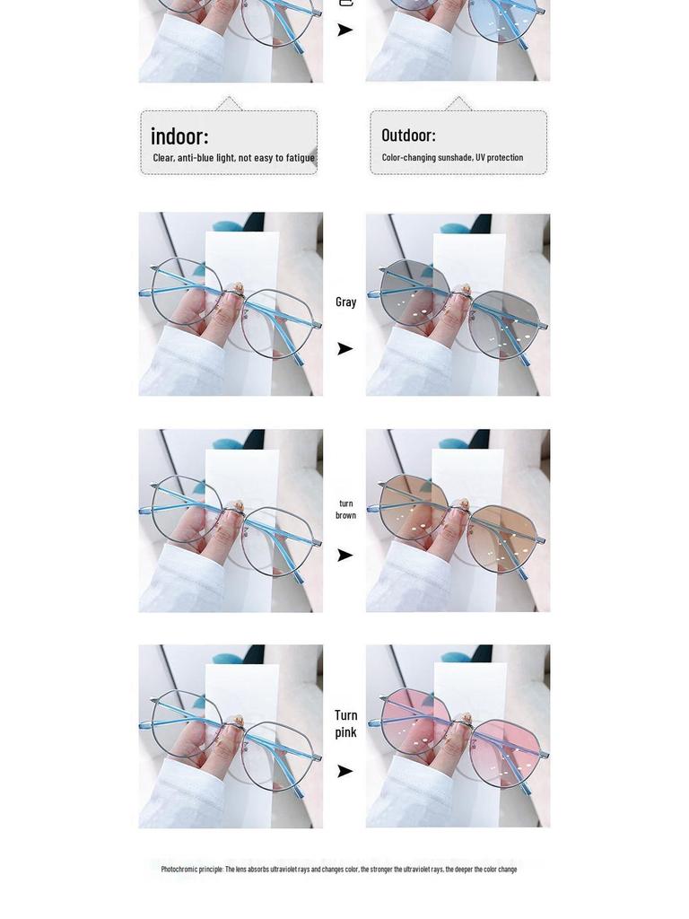 Ultralight Korean-Style Prescription Glasses for Women - Anti-Blue Light, Trendy & Protective Myopia Discoloration Lenses