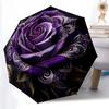 1pc Sturdy 8-Bone Auto Umbrella, Enchanted Rainbow Rose Umbrella, Digital Printed, Foldable Umbrella for On-the-Go Outdoor Use