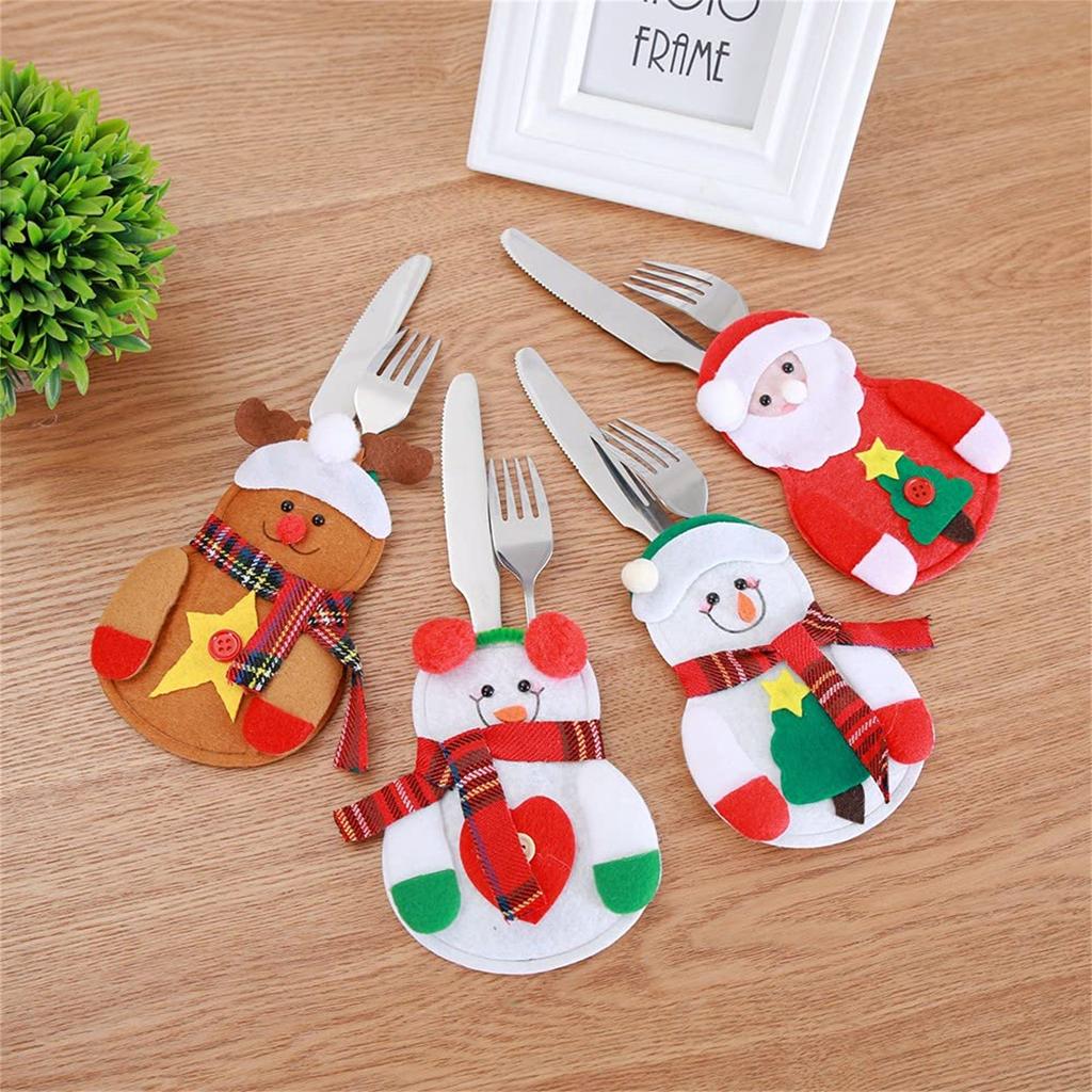 Christmas Cutlery Holders Suit Silverware Pockets Knifes Forks Tableware Decor Bag Storage Covers Christmas Xmas Party Decorations