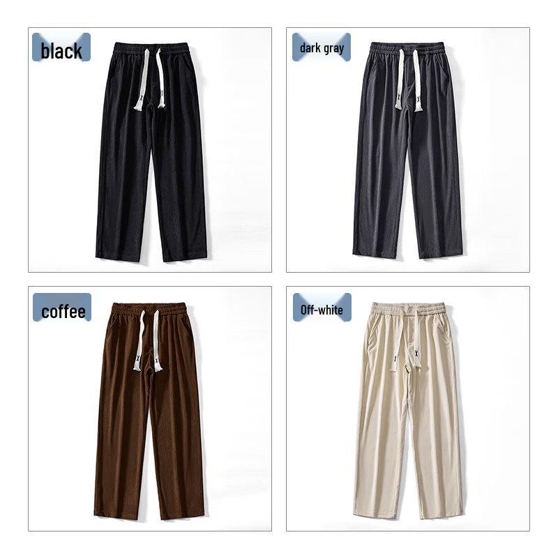 MiiOW Men's Autumn/Winter Fleece-Lined Corduroy Straight-Leg Casual Pants