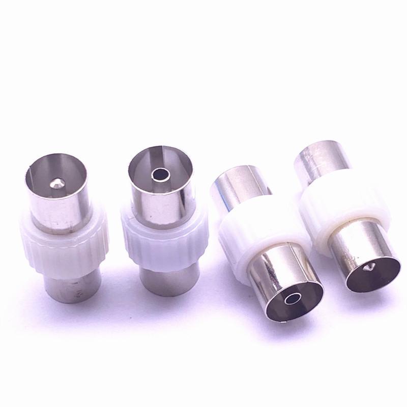 RF Double-Pass Cable TV Converter: Antenna Extension Plug, Female/Female, Male/Male Bamboo Connector