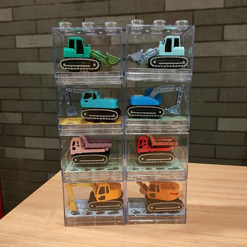 1Pcs Alloy Car Model Simulation Engineering Car Pull Back Car Toy With Transparent Storage Box Sliding Inertia Model Car Toy