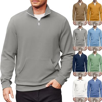 Erkek Rahat Uzun Kollu Dik Yaka Çeyrek Fermuarlı Sweatshirt
