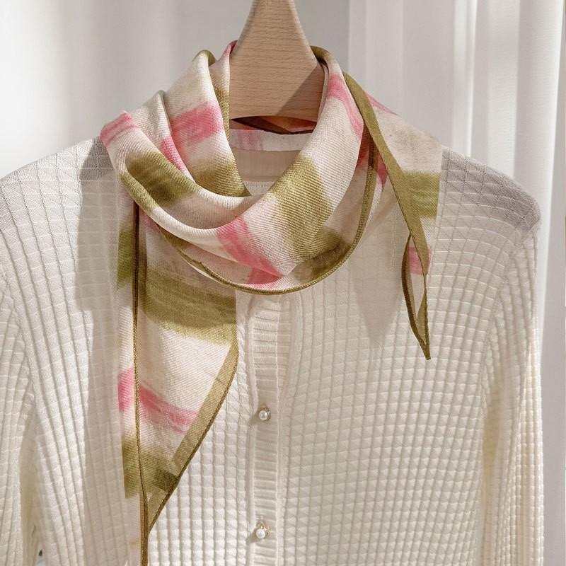 Scarf Silk Wool Women s Cravat 100% Mulberry Pink Decorative Elegant
