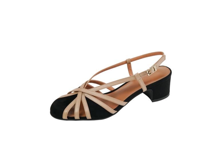 Fashion NEW Summer Women Sandals Round Toe Chunky Heel Shoes Sheep Suede Leather Shoes for Women Narrow Band Cover Toe Gladiator Shoes