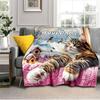 1PC Custom Name Winter Cat Window Scene flannel blanket versatile, all-season throw suitable for the living room, bedroom, camping, travel, and gift