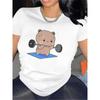 European Sizes Women'S Cute Bear Gym T-Shirt - Black Short Sleeve, Lightweight & Breathable Polyester, Durable & Comfortable