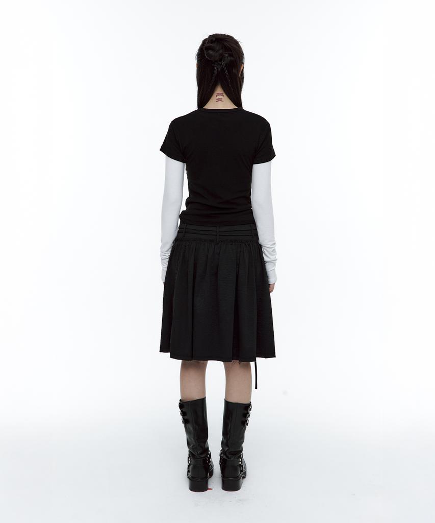 Rough Neck Out-Pocket Pleated Skirt Black