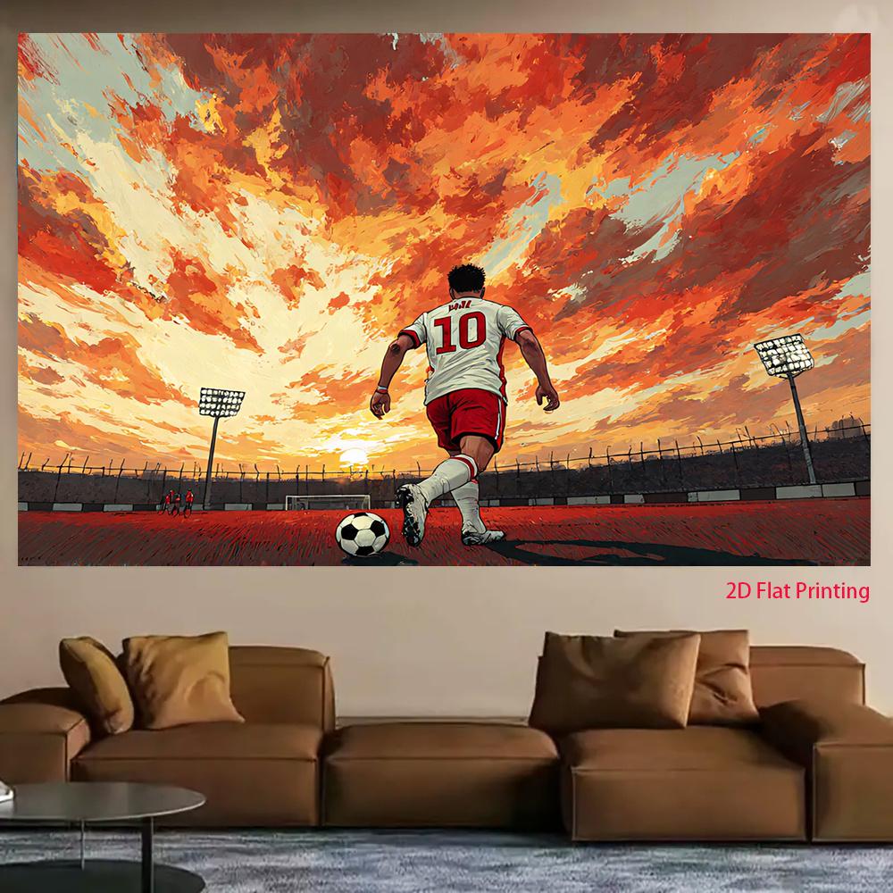 2D Plane One Vivid Scene of a Football Player's Action Used As the Background Fabric for the Banner