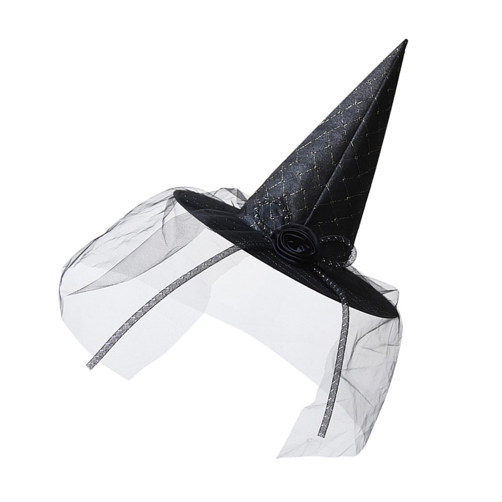 

Крутая шляпа ведьмы с вуалью, кружевом с цветами для женщин, мужчин, подростков для вечеринки на Хэллоуин, вуаль, ретро, косплей волшебника D