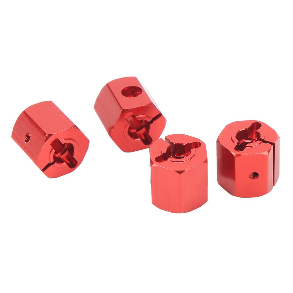 4PCS 12mm Hex Adapter Aluminum Alloy 12mm Wheel Hex Hub Drive Adapters for Axial SCX10 90046 for D90 1 10 RC Car Red