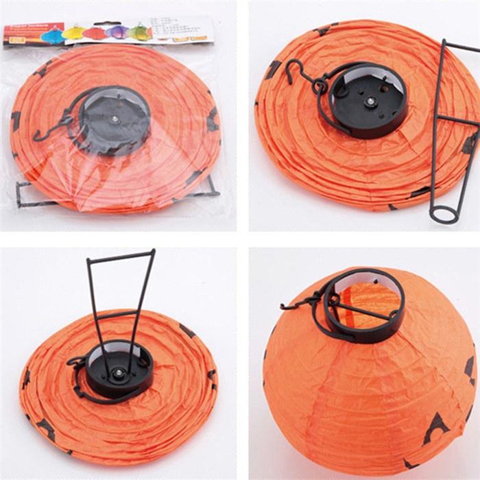 Halloween LED Paper Pumpkin Bat Spider Hanging Lantern Light Holiday Christmas Party Lamp Home Decor