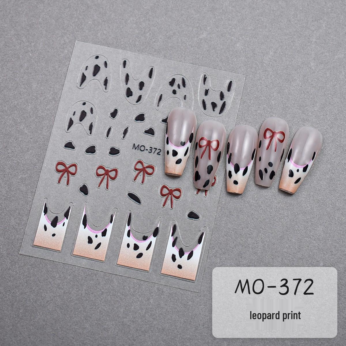 Xiaohongshu Sexy Leopard Print Embossed Nail Art Stickers for Autumn/Winter - French-Inspired Adhesive Nail Decals