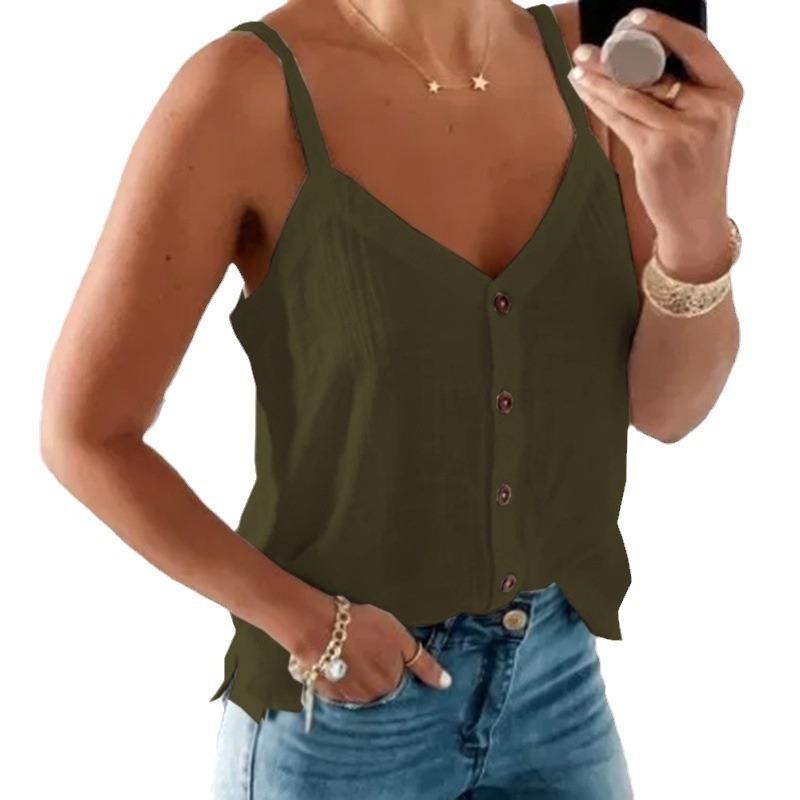 Women S Sleeveless V Neck Solid Color Camisole Summer Casual Top