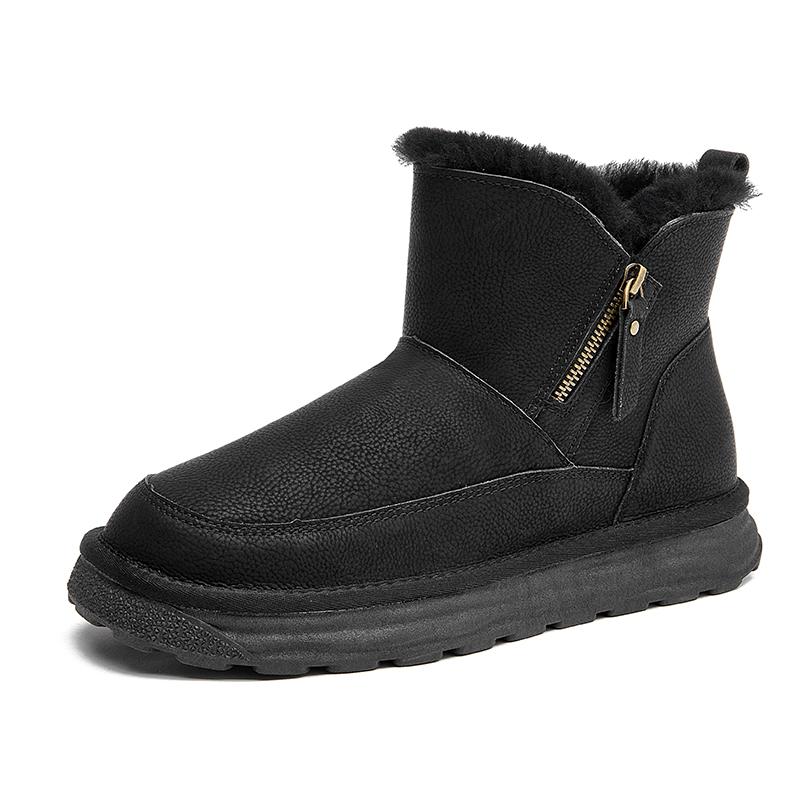 

Winter Men s Warm Snow Ankel Boots Wool Anti-slip Sole Thick Fleece Lining Man Plus Size 39-45 39 чёрный