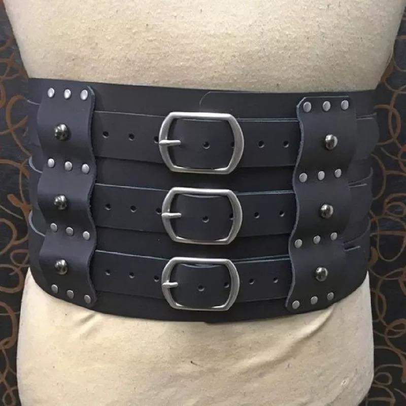 Cross Wish Medieval Knight PU Leather Belt for Renaissance, Celtic, and Viking Battle Attire