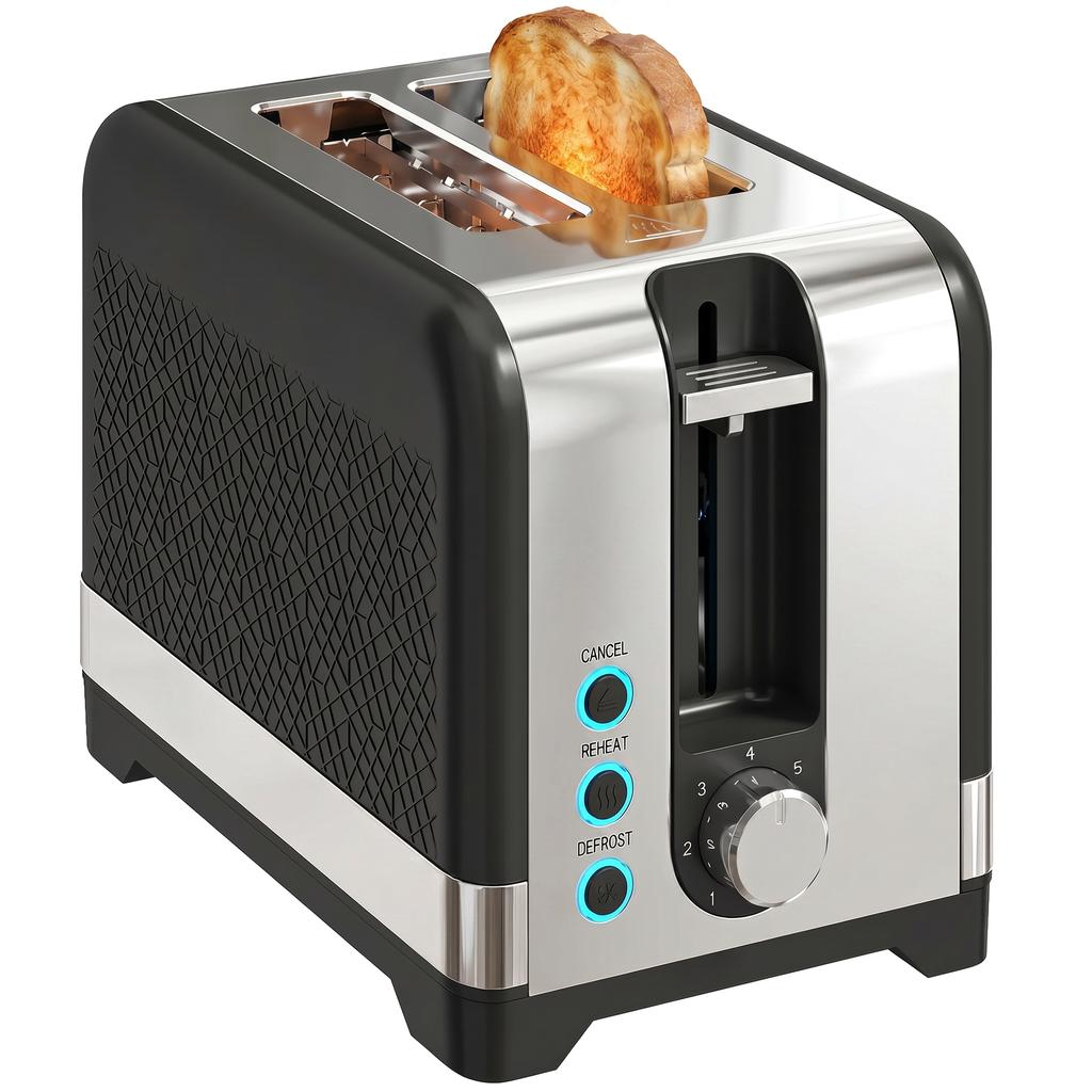 2-Slice Toaster with 7 Browning Levels, Reheat/Defrost/Cancel Functions, Warming Rack, 930 W
